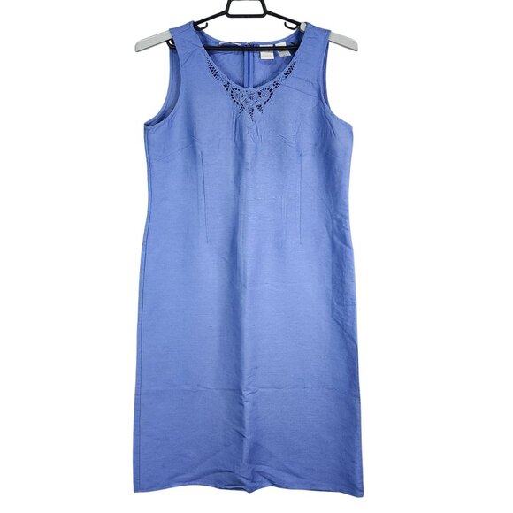 Womens Emma James Indigo Dress Sleeveless Resists Wrinkles Linen Blend Size 16 - Picture 1 of 10